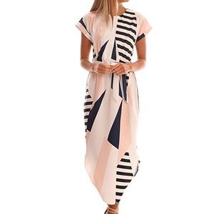 🌟 NEW Women's geometric midi dress with belt
